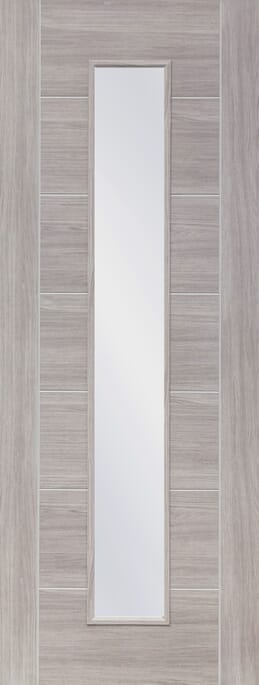 Palermo White Grey Laminate - Clear Glass Internal Door Set