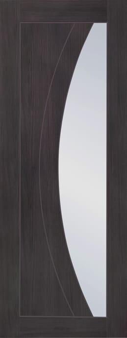 Salerno Umber Grey Laminate - Clear Glass Internal Door Set