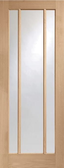 Worcester Oak - Clear Glass Prefinished Internal Door Set