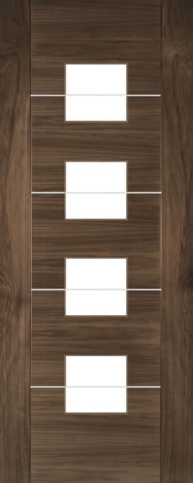 Valencia Walnut Clear Glazed - Prefinished Internal Door Set