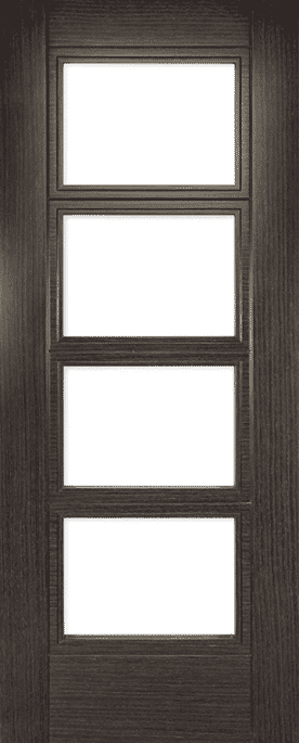 Montreal Dark Grey Ash Clear Glazed - Prefinished FD30 Fire Door Set