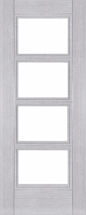 Montreal Light Grey Ash Clear Glazed - Prefinished Internal Door Set