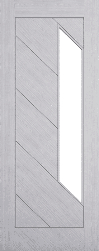 Torino Light Grey Ash Clear Glazed - Prefinished FD30 Fire Door Set