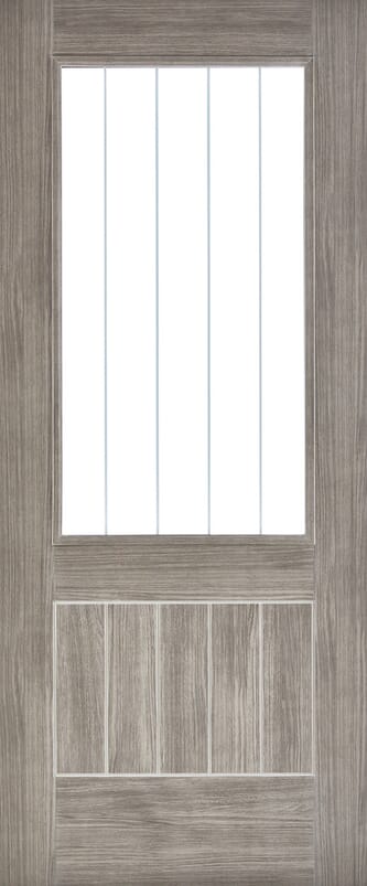 Mexicano Light Grey Laminate Clear Glazed - Prefinished Internal Door Set