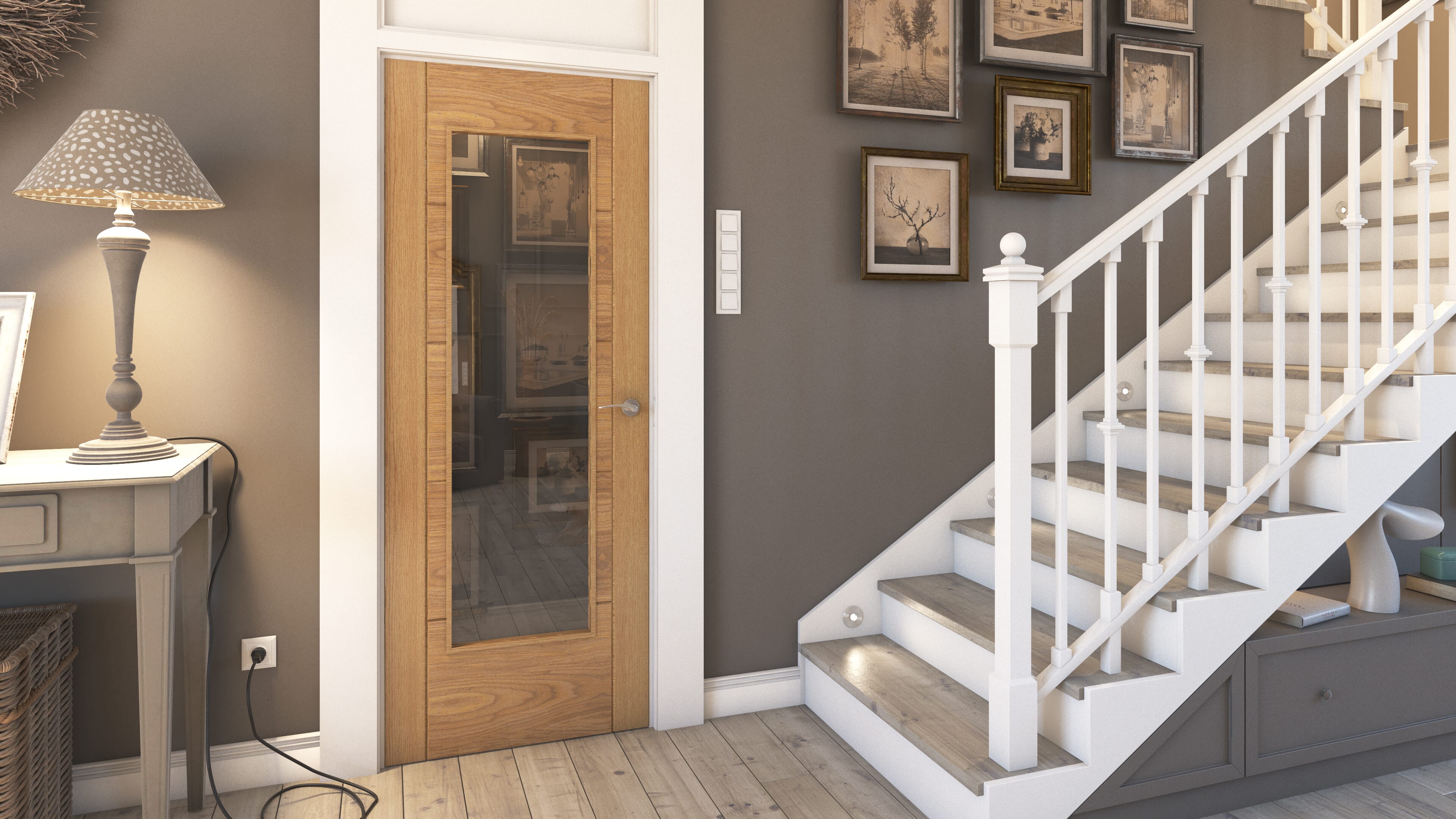 Iseo Oak Pattern 10 Clear Glazed - Prefinished Internal Door Set