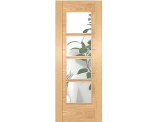 Iseo Oak 4L Clear Glazed - Prefinished Internal Door Set