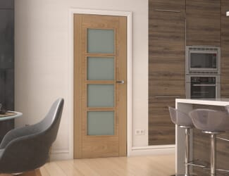 Iseo Oak 4L Frosted Glazed - Prefinished Internal Door Set