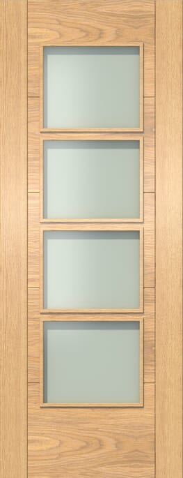 ISEO Oak 4L Frosted Glazed - Prefinished Internal Door Set