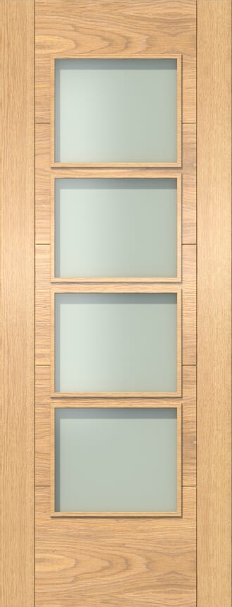 Iseo Oak 4L Frosted Glazed - Prefinished Internal Door Set