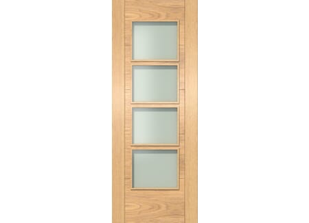 ISEO Oak 4L Frosted Glazed - Prefinished Internal Door Set