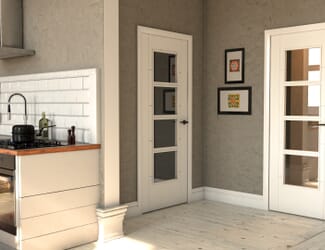 ISEO White 4L Clear Glazed - Prefinished Internal Door Set
