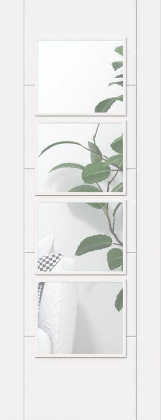 Iseo White 4L Clear Glazed - Prefinished Internal Door Set