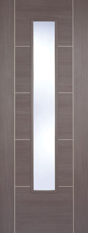 ISEO Medium Grey Laminate Clear Glazed - Prefinished Internal Door Set