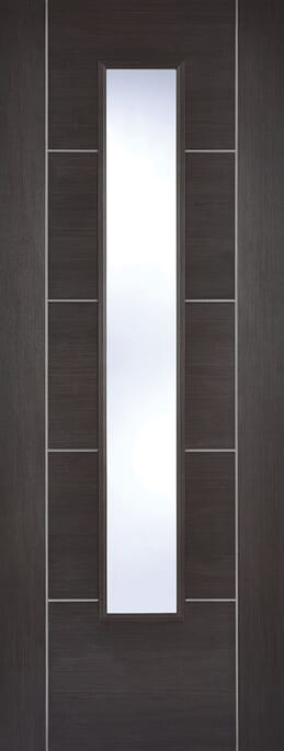 ISEO Dark Grey Laminate Clear Glazed - Prefinished Internal Door Set