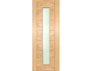 Modern 7 Panel Frosted Glazed Oak - Prefinished Internal Door Set