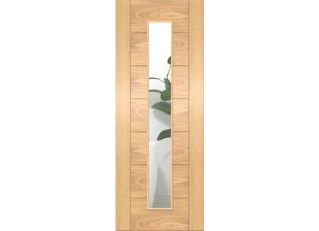 Modern 7 Panel Clear Glazed Oak Internal Door Set