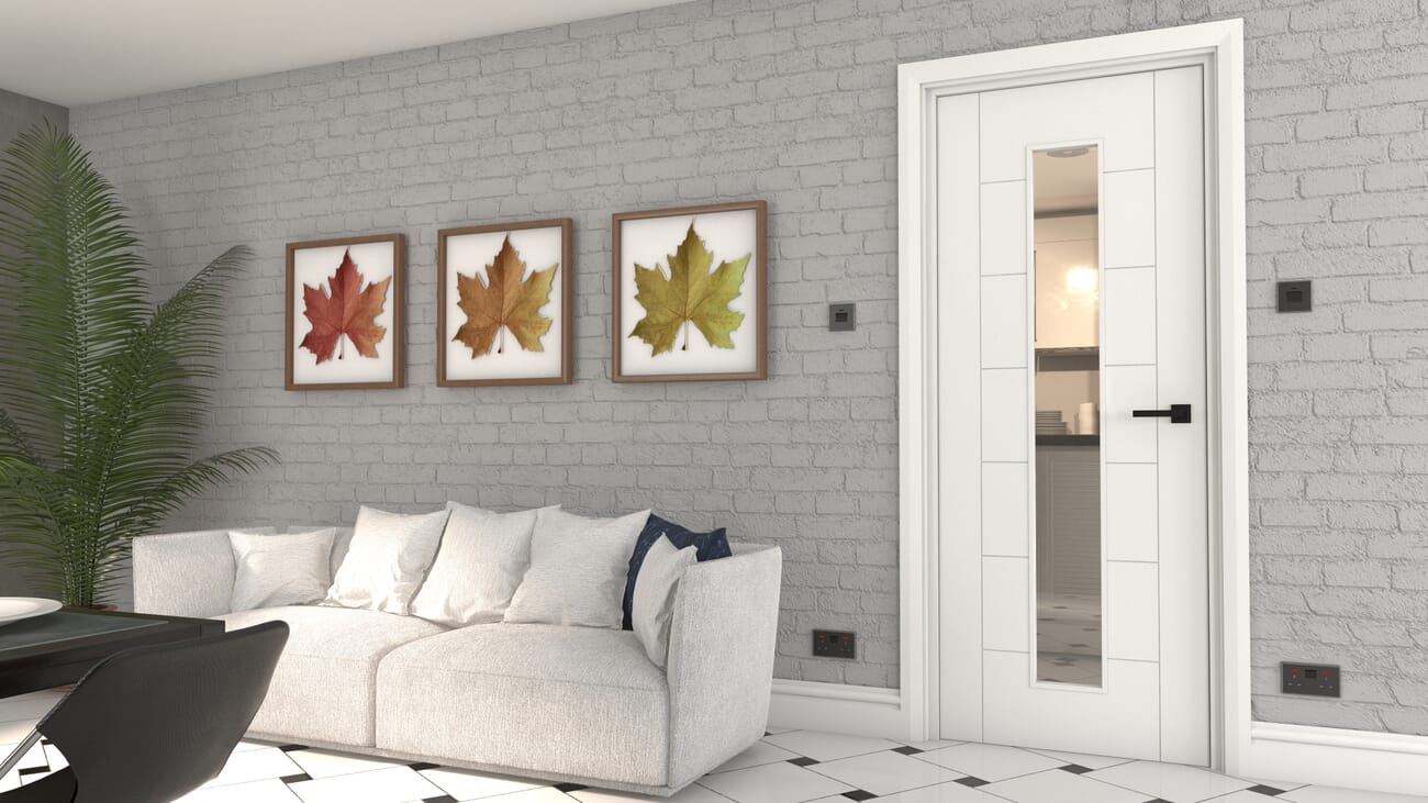 Modern 7 Panel Clear Glazed White - Prefinished Internal Door Set