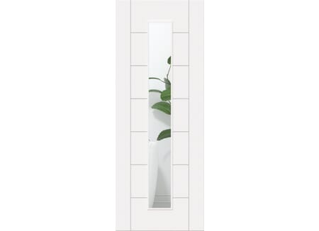 Modern 7 Panel Clear Glazed White - Prefinished Internal Door Set