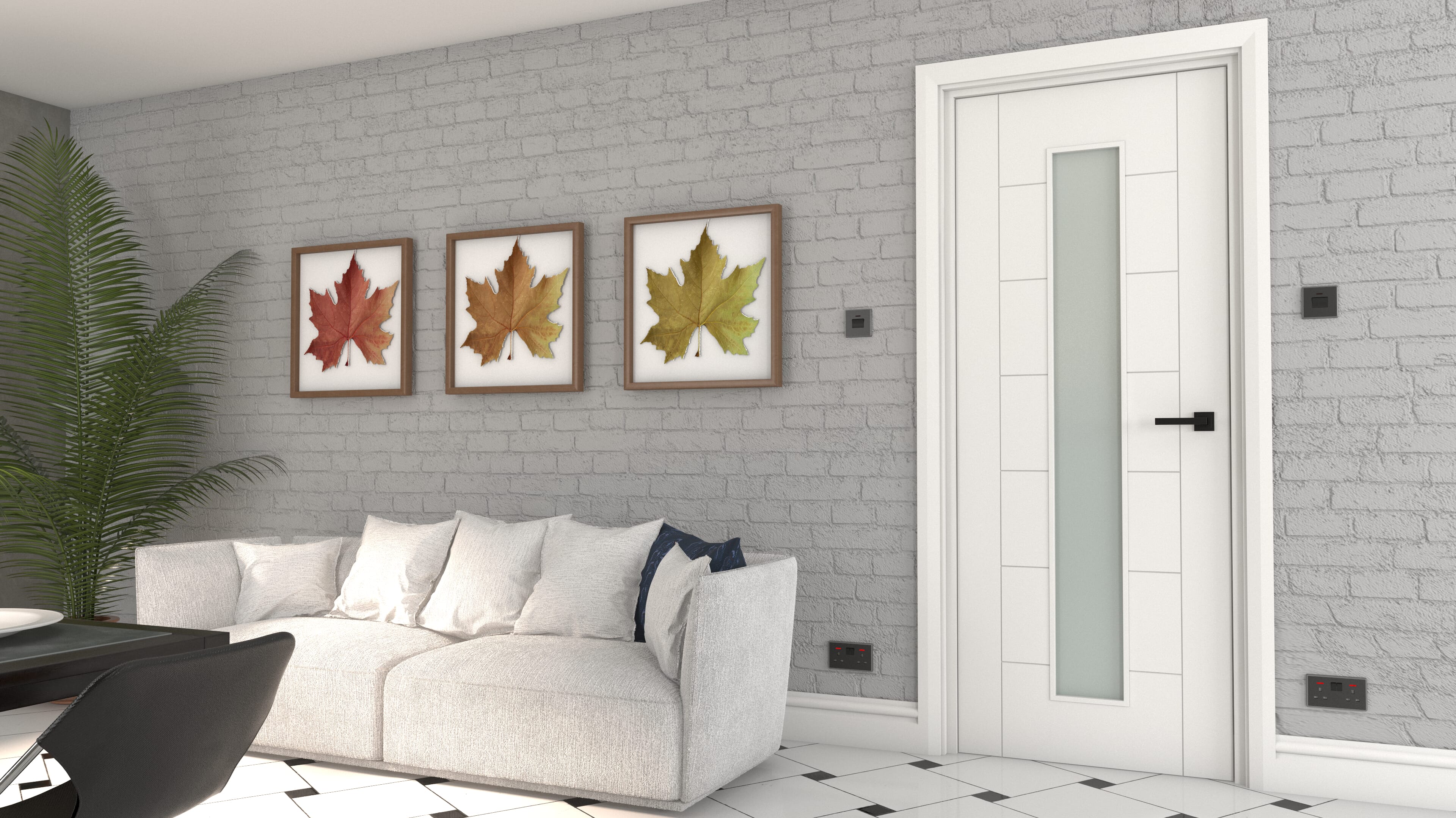 Modern 7 Panel Frosted Glazed White - Prefinished Internal Door Set