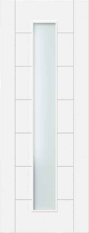 Modern 7 Panel Frosted Glazed White - Prefinished Internal Door Set