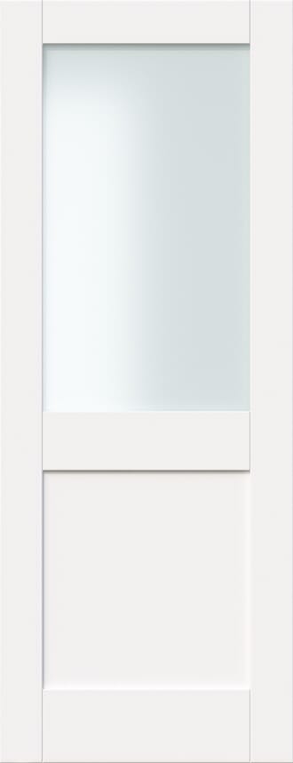 Modern Shaker 2 Panel Frosted Glazed White - Prefinished Internal Door Set