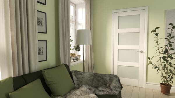 Shaker 4 Light Frosted Glazed White Internal Door Set