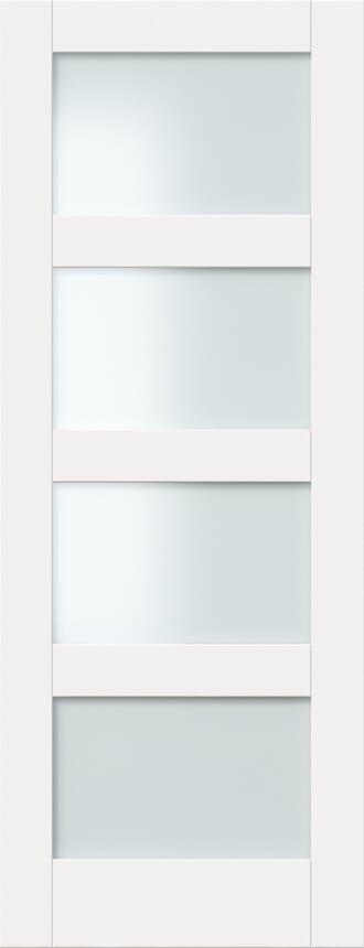Shaker 4 Light Frosted Glazed White Internal Door Set
