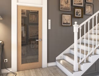 Shaker 1 Light Clear Glazed Oak Internal Door Set