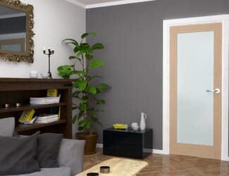 Shaker 1 Light Frosted Glazed Oak - Prefinished Internal Door Set