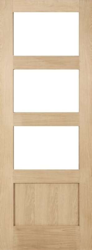 Shaker 3L/1P Clear Glazed Oak Internal Door Set