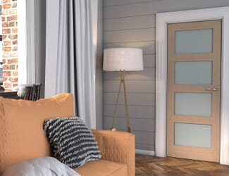Shaker 4 Light Frosted Glazed Oak - Prefinished Internal Door Set