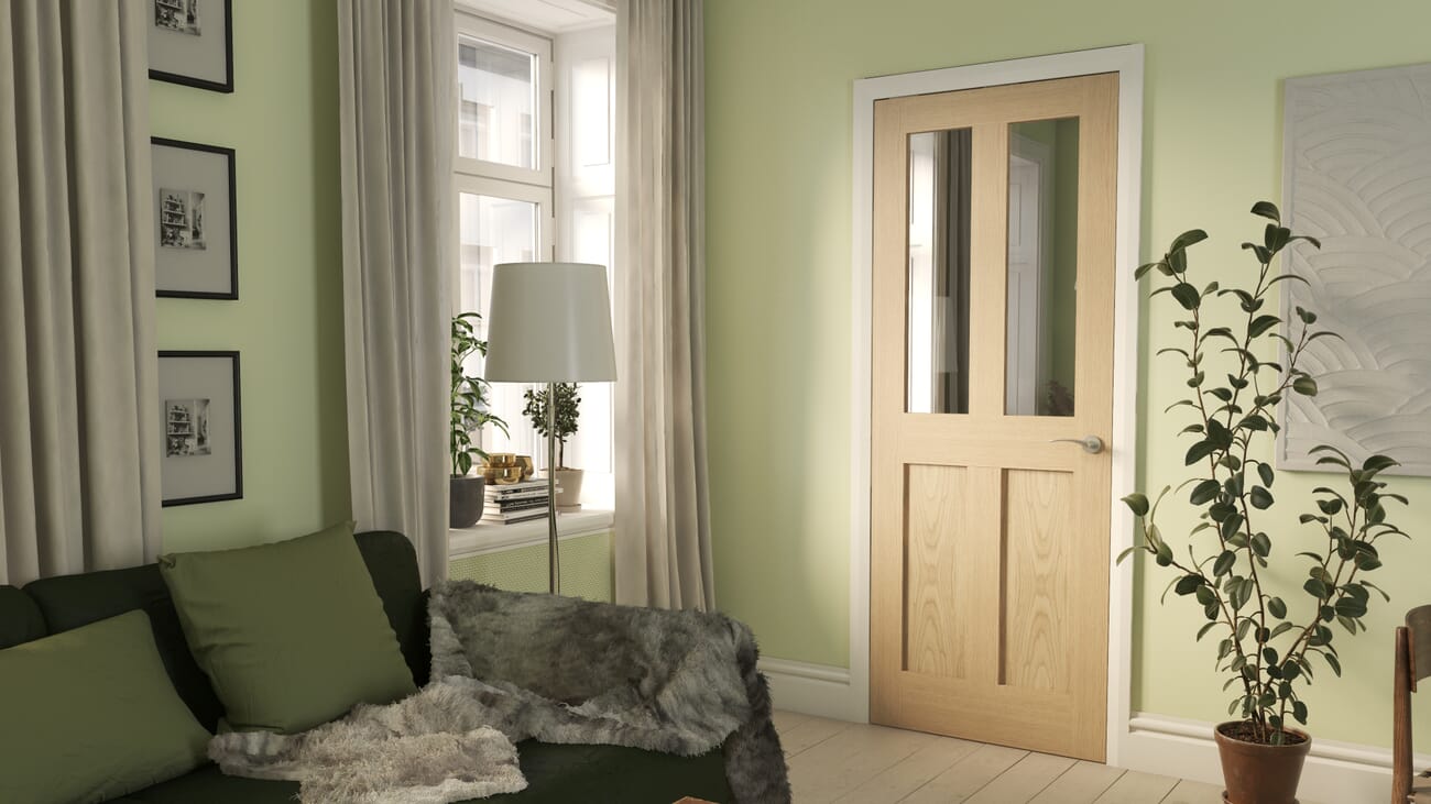 Victorian Shaker Clear Glazed Oak Internal Door Set