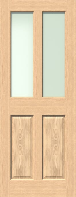 Traditional Victorian Frosted Glass Oak Internal Door Set