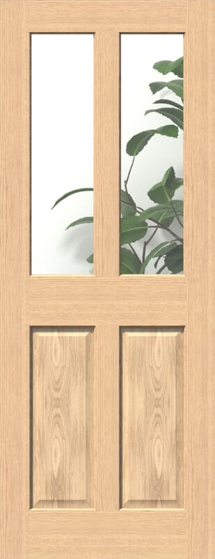 Traditional Victorian Clear Glass Oak - Prefinished Internal Door Set