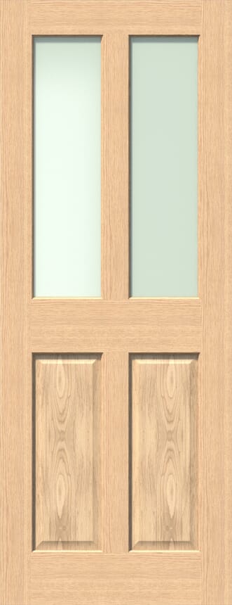 Traditional Victorian Frosted Glass Oak - Prefinished Internal Door Set