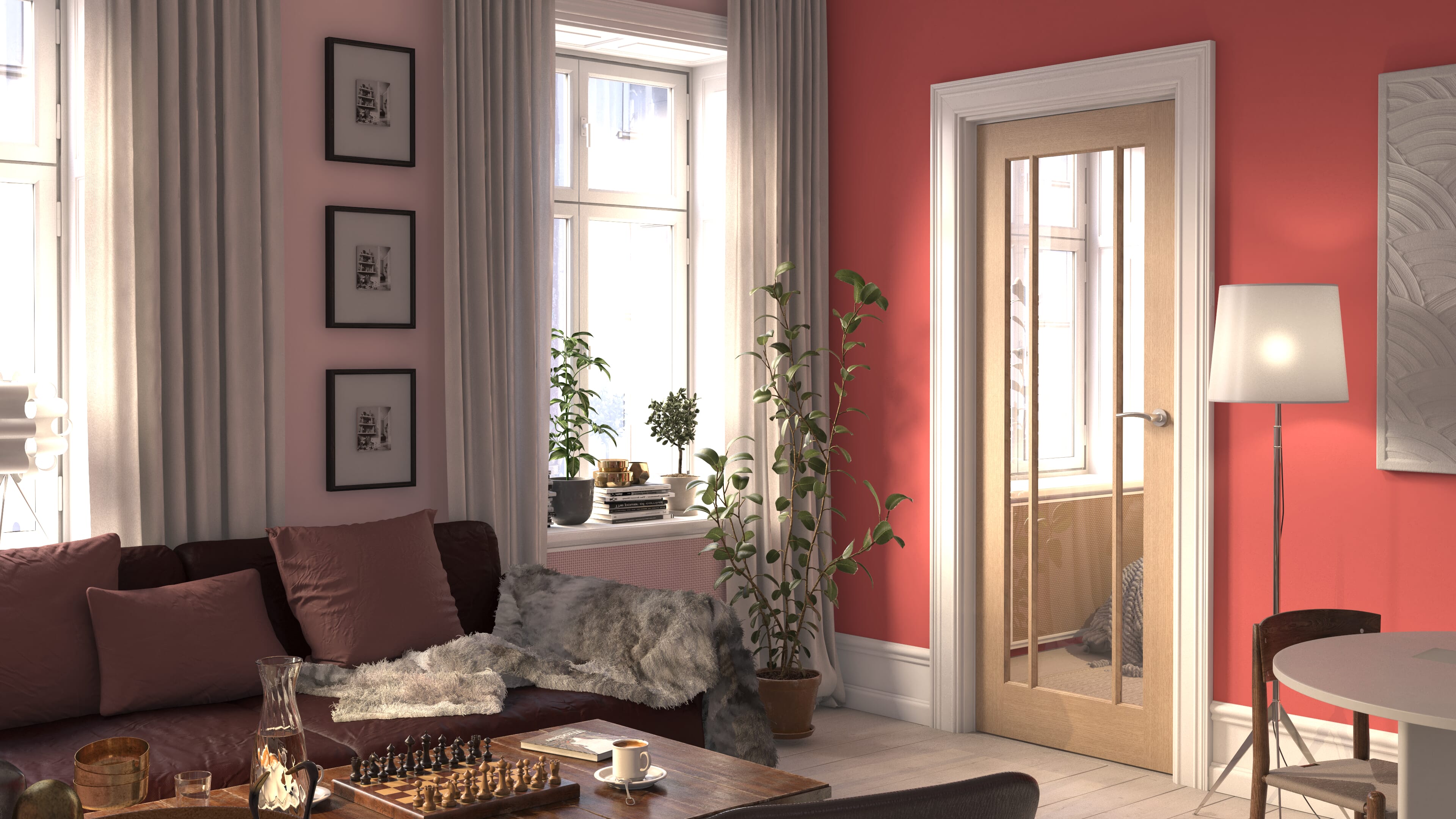 Lincoln Clear Glass Oak Internal Door Set