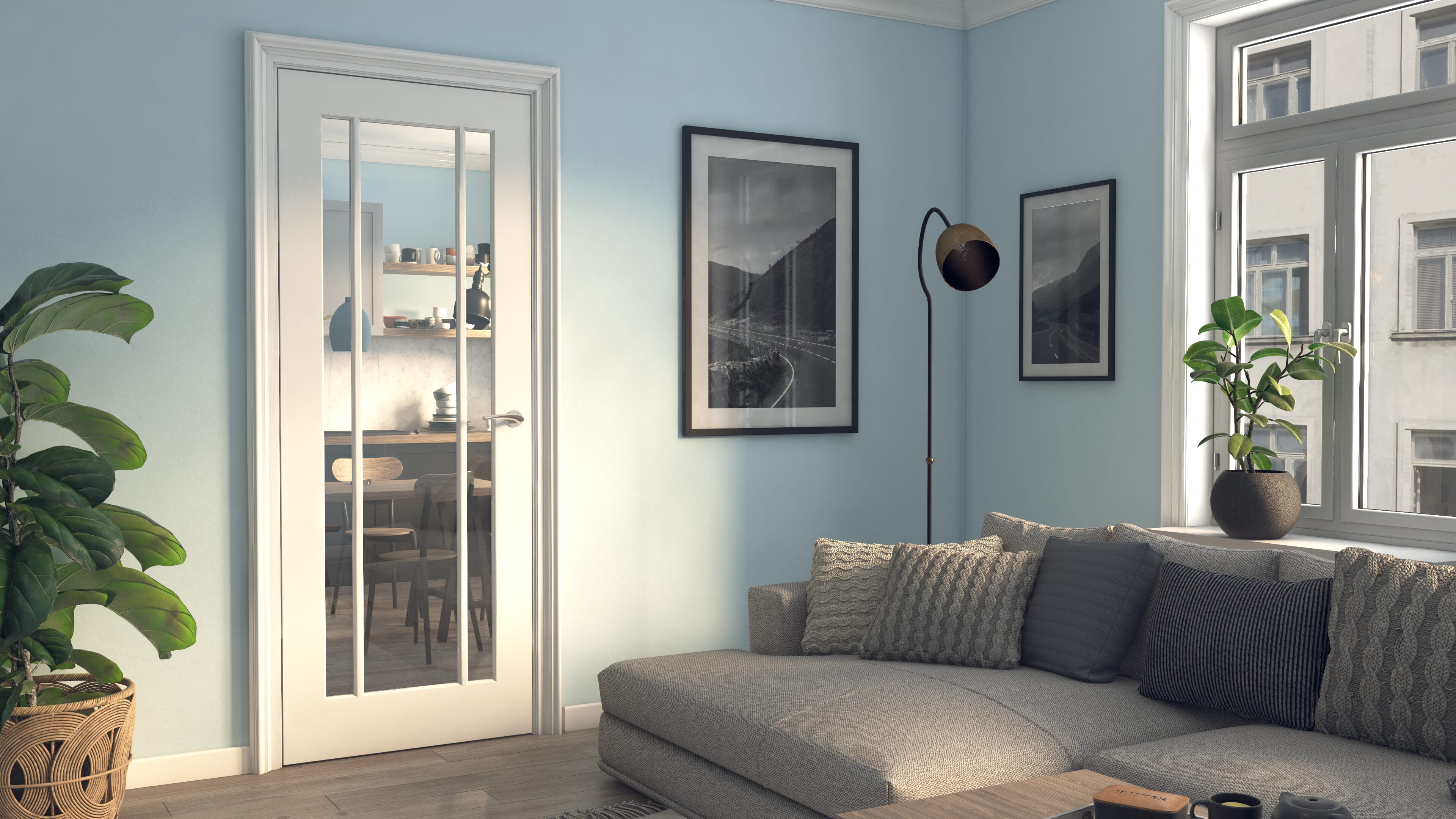 Lincoln Clear Glass White Internal Door Set