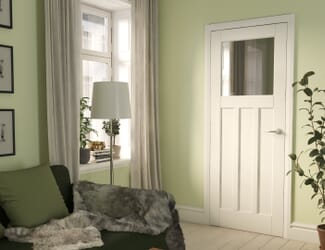 DX 30s Style Clear Glass White Internal Door Set