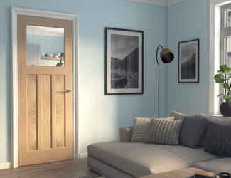 DX 30s Style Clear Glass Oak Internal Door Set