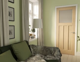 DX 30s Style Frosted Glass Oak Internal Door Set