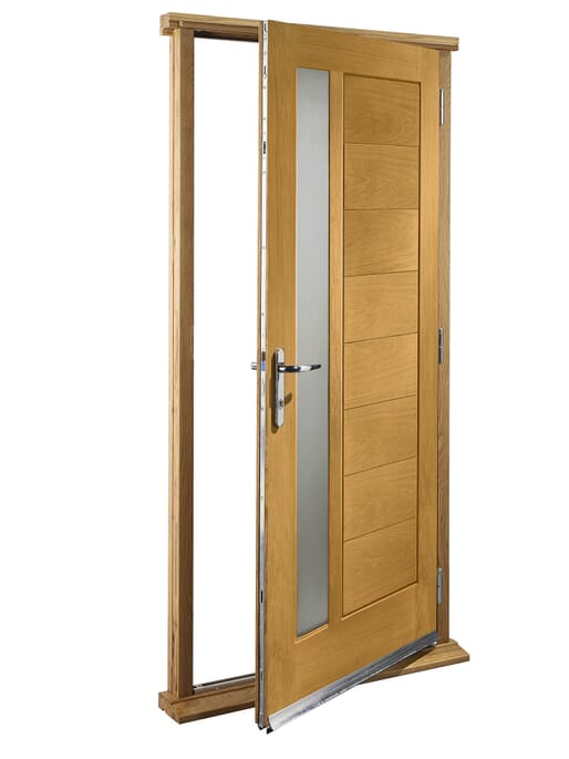 Modena Obscure Double Glazed - Prefinished Oak External Door Set