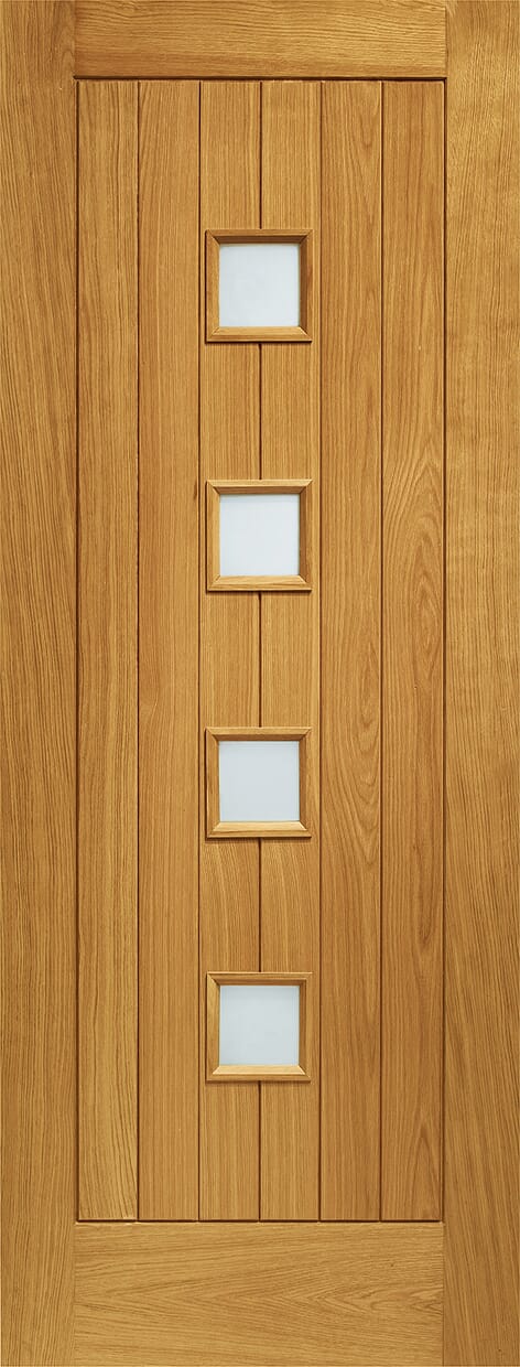 Sienna Obscure Double Glazed - Prefinished Oak External Door Set