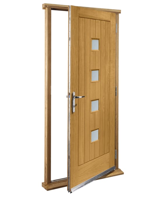 Sienna Obscure Double Glazed - Prefinished Oak External Door Set
