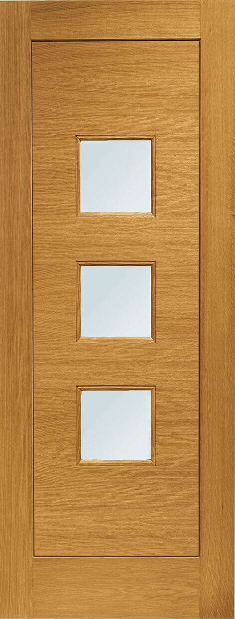 Turin Obscure Double Glazed - Prefinished Oak External Door Set