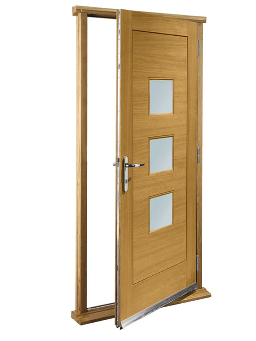 Turin Obscure Double Glazed - Prefinished Oak External Door Set