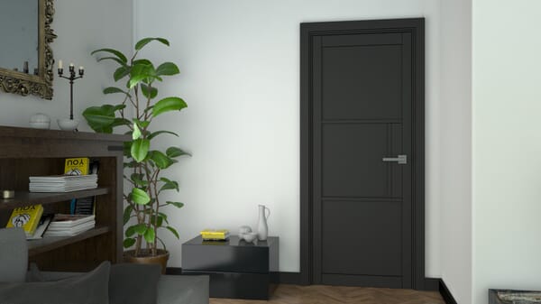 Heritage 3 Panel Black Internal Door Set