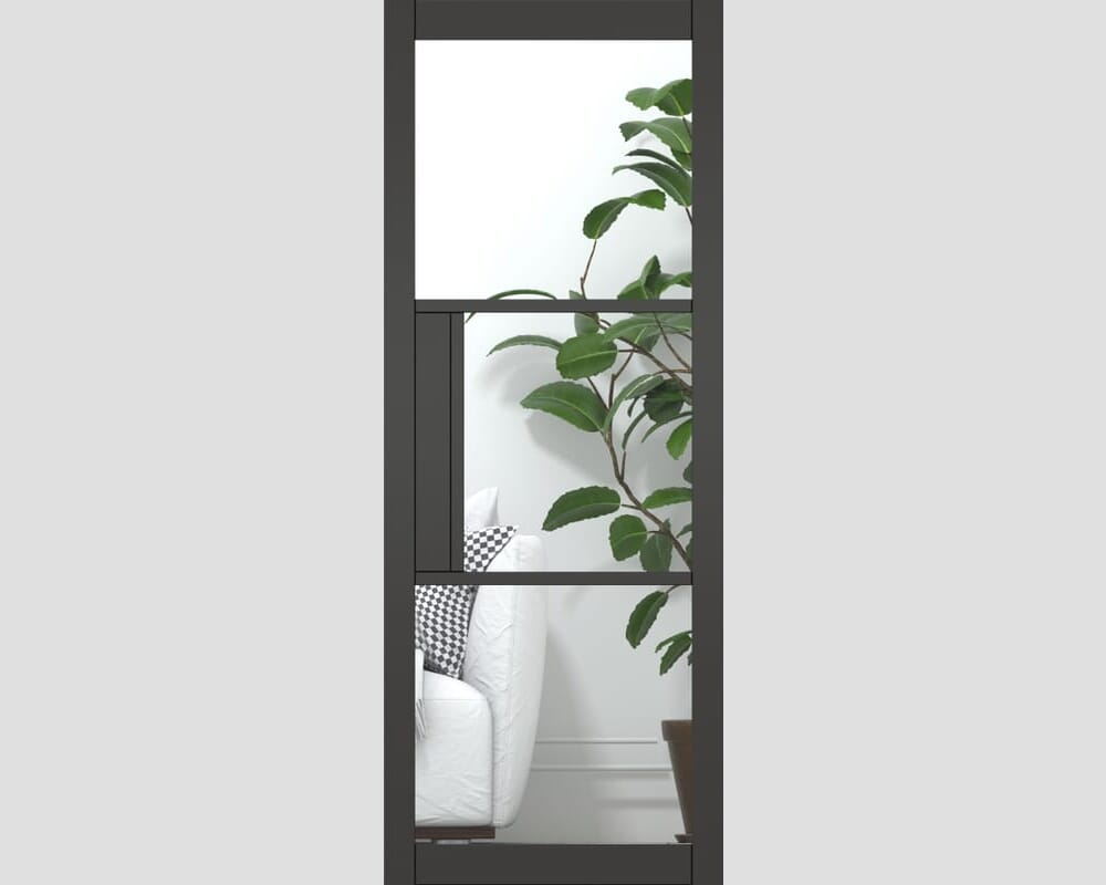 533x1981x35mm (21") Heritage Black Primed Clear Glazed Internal Doors