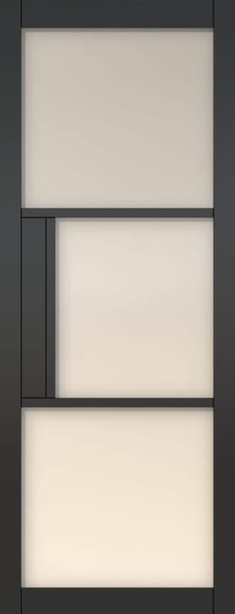 Heritage Frosted Glass Black Internal Door Set