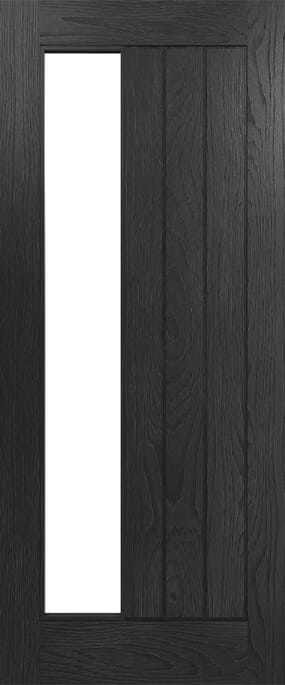 Ely 1SL Glazed Brushed Black Oak Prefinished Internal Door Set