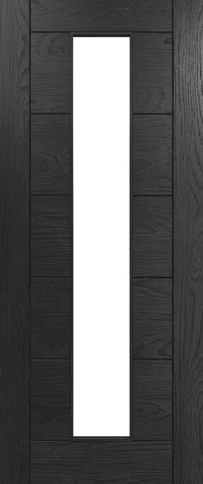 Seville Brushed Black Oak Glazed Prefinished Internal Door Set